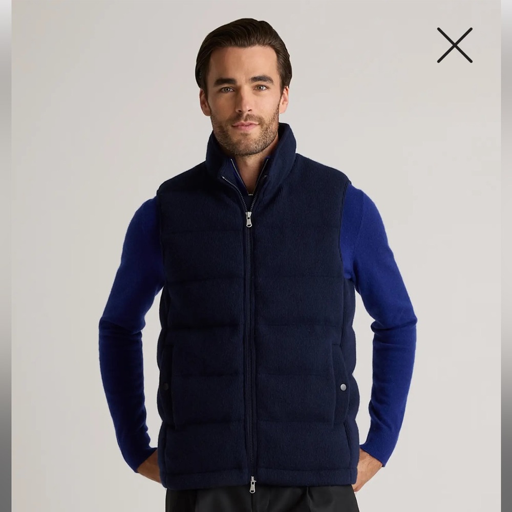 NWT Quince Mongolian Cashmere Puffer Vest medium true navy